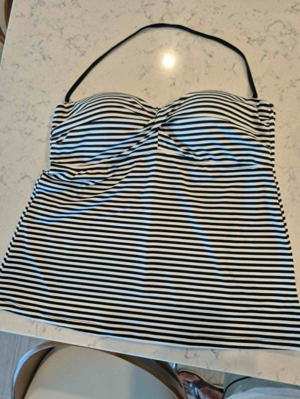 Striped tankini top, black and white, XL